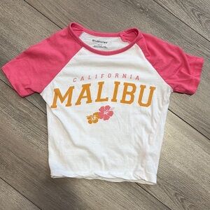XS35 Bluenotes Pink and White Crop Top California Malibu Design